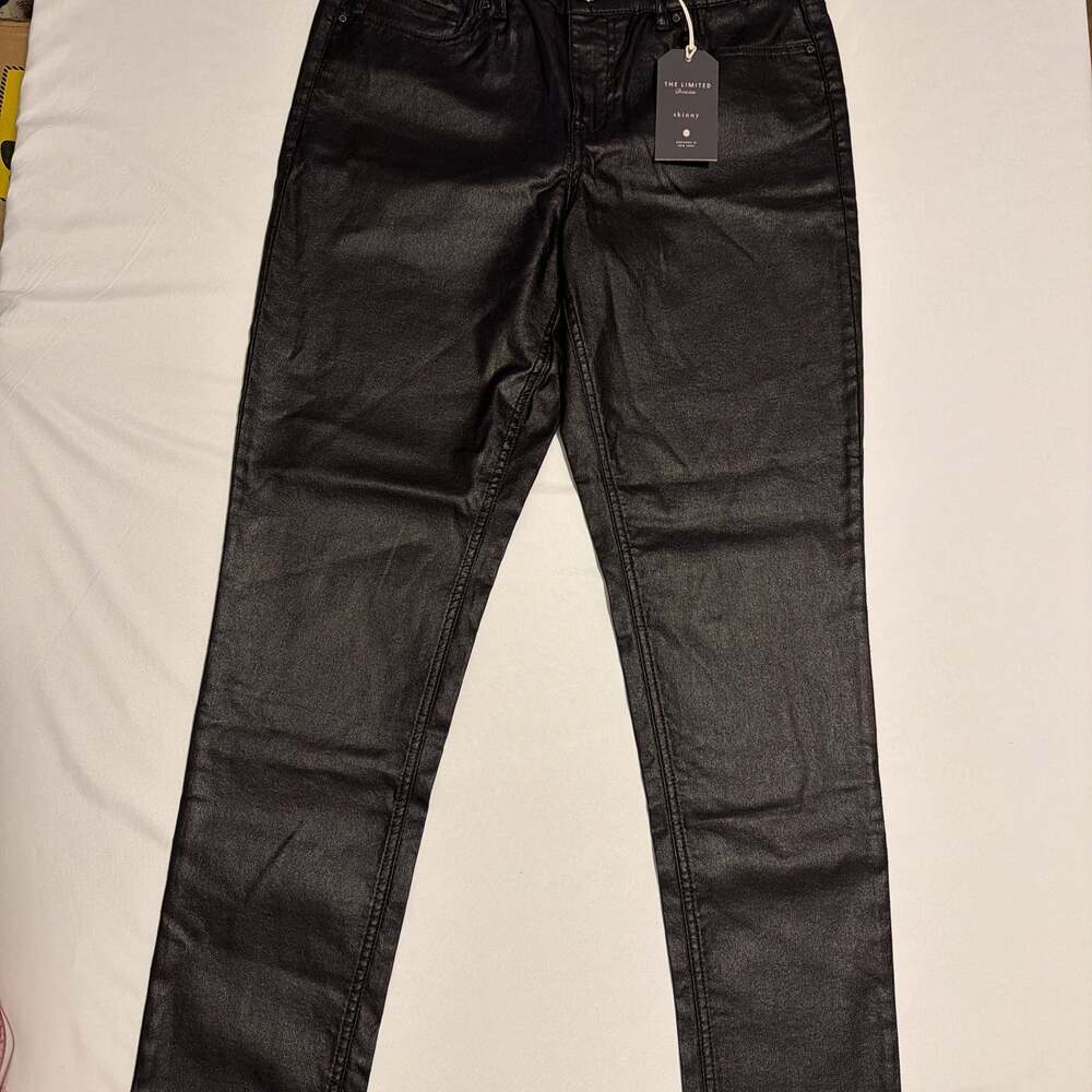 The Limited Jeans Womens Black Skinny Leg Low Rise Stretch Shiny
